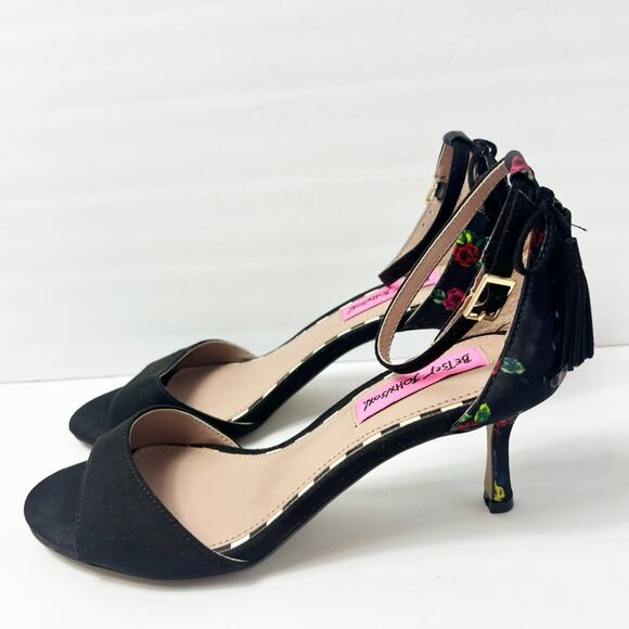 BETSEY JOHNSON RESSY BLACK RED YELLOW FLORAL MULTI WOMEN'S SIZE 7M NO BOX - Picture 6 of 7